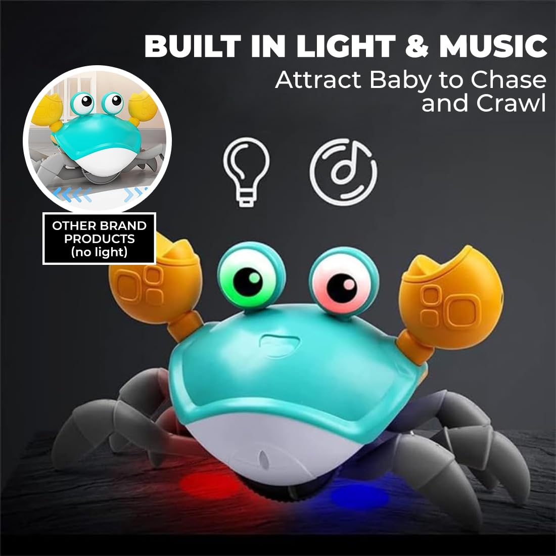 Crawling Crab Baby Musical Kids Toy with Led Lights